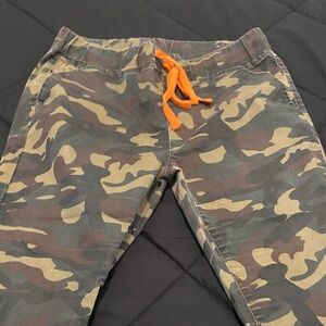 Camouflage Kids Jogger Pants with Orange Drawstring
